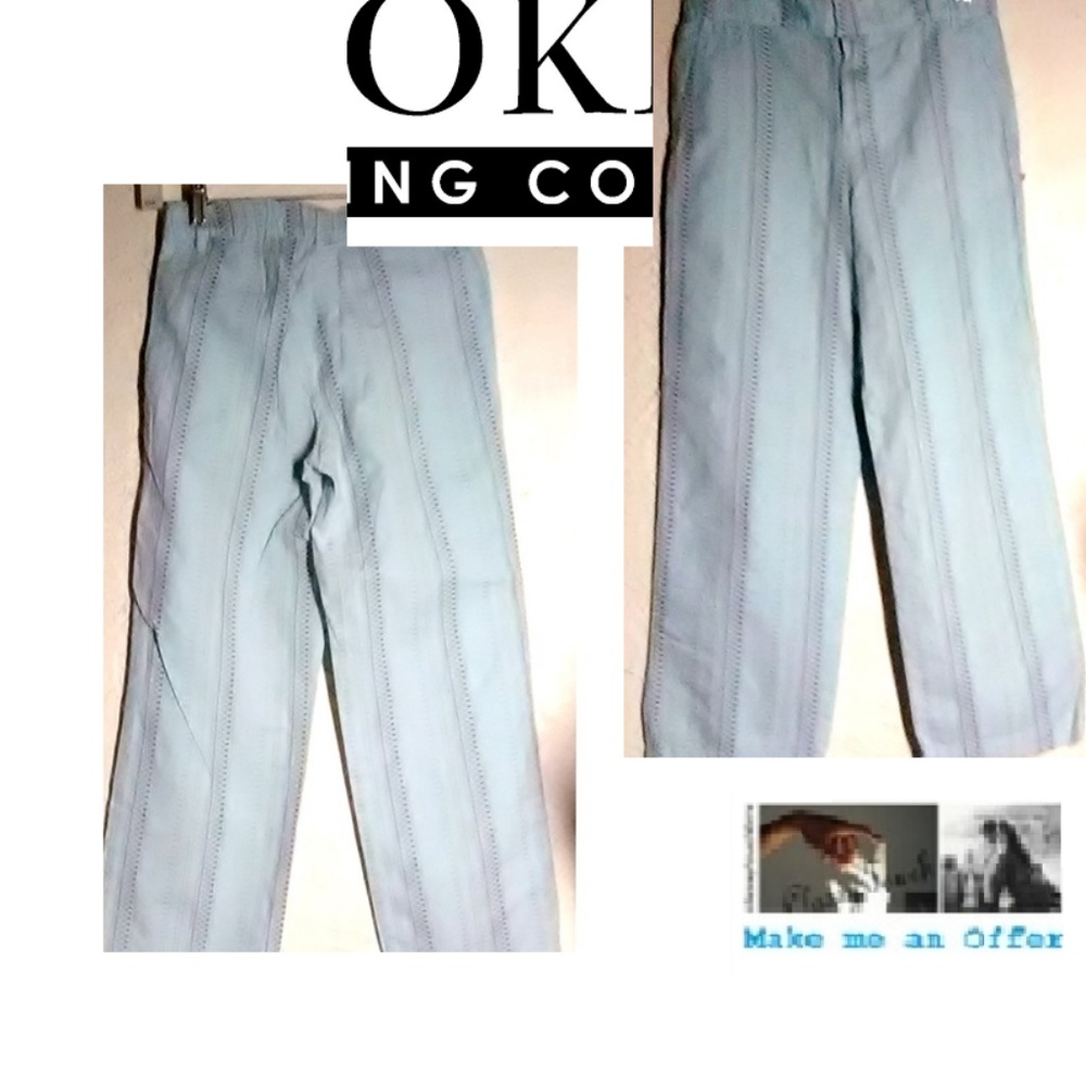 OKKIES New Aqua Stripe Crop Pants Size 8